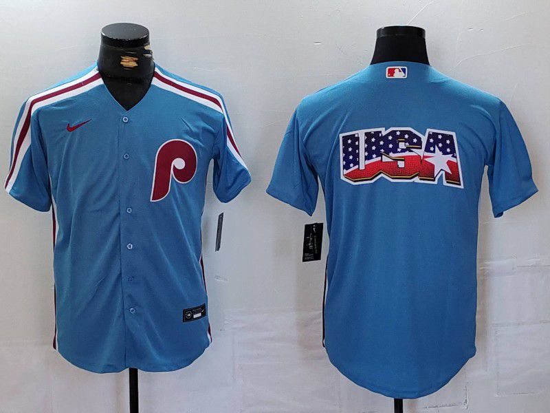 Men Philadelphia Phillies Blank Blue Throwback 2024 Nike MLB Jersey style 1->philadelphia phillies->MLB Jersey